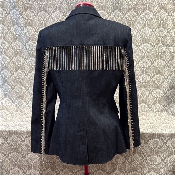 CINQ A SEPT SASHA BLAZER WITH CRYSTAL FRINGE - Picture 2 of 10